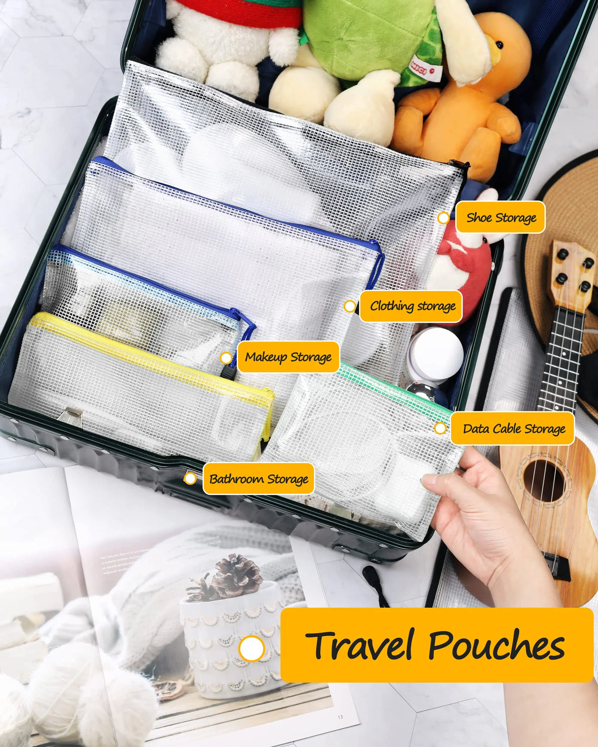 Clear Waterproof Zipper Document Organizer