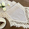 Handcrafted Macrame Lace Table Runner with Tassels – Beige