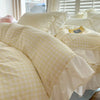 Pink Checkered Lace Duvet Cover Set (3 Pieces)