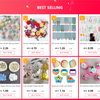 A collection of 3D flower silicone molds for baking and crafting in various colors and shapes.