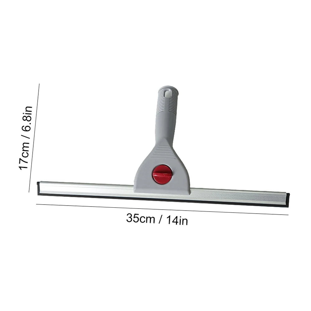 A silver and gray multi-purpose glass cleaning squeegee with a silicone blade shown horizontally.