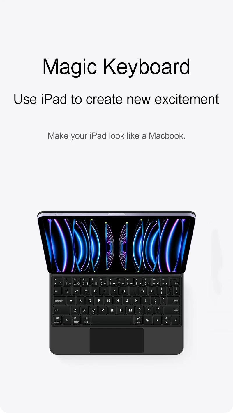 Bluetooth Keyboard Case with Touchpad for iPad Pro, Air & Standard Models