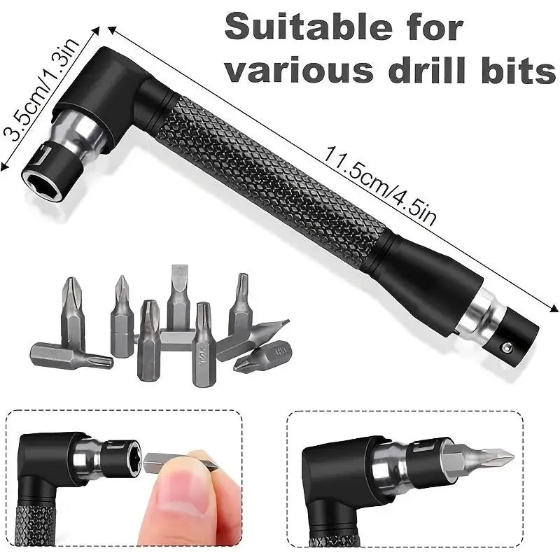 Right-Angle Drill Bit Adapter Set with Universal Sockets