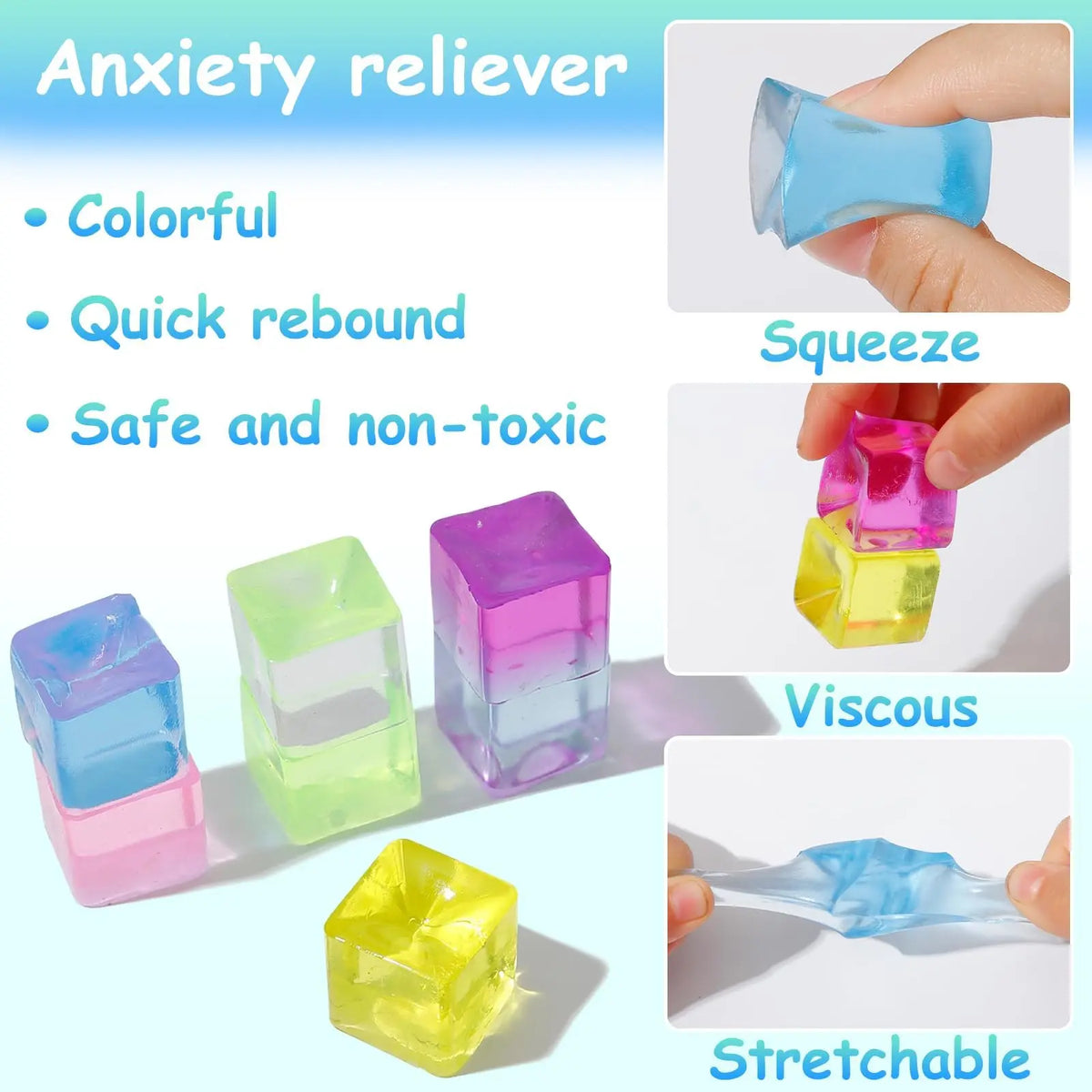 Ice Cube Sensory Squishy Fidget Toy for Stress Relief