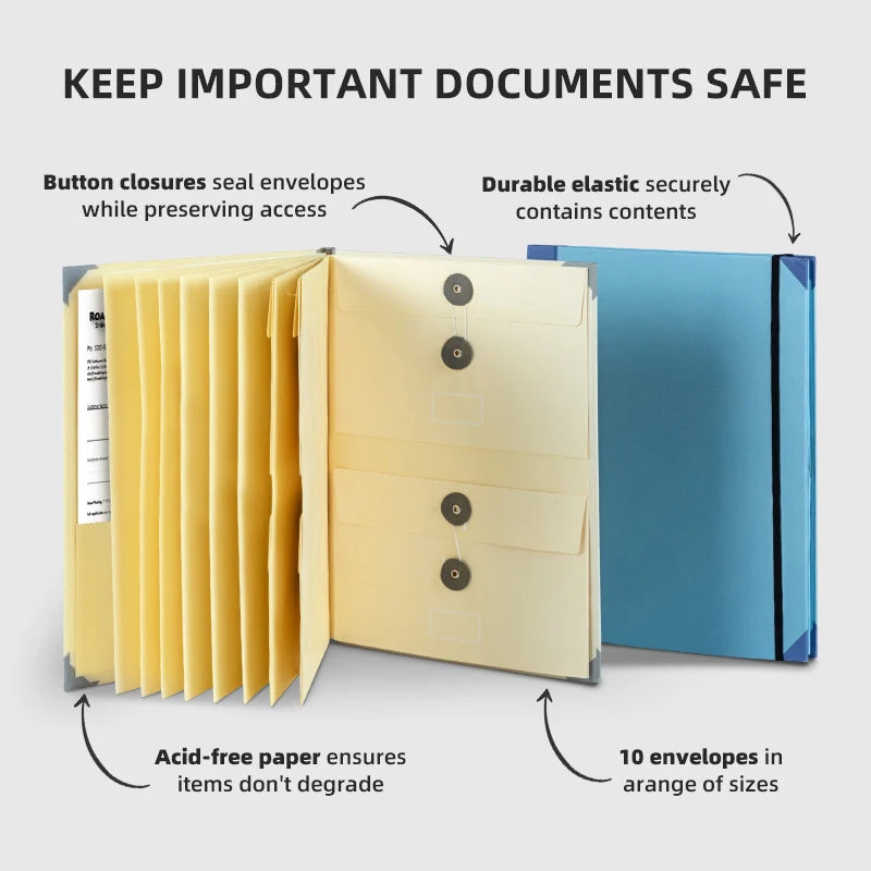 Emergency Preparedness Document Organizer with Accordion Pockets