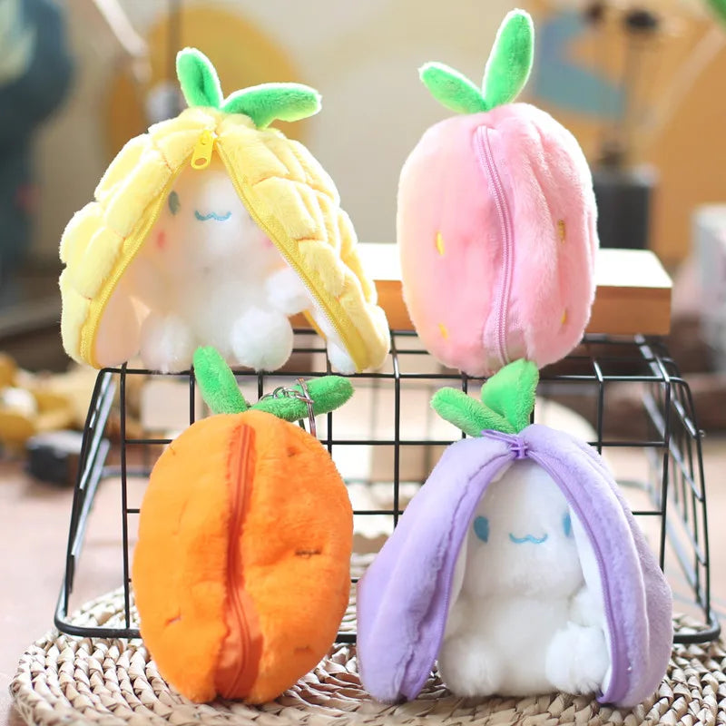 Kawaii Fruit Bunny Plush Toy - Cute Carrot & Strawberry Design