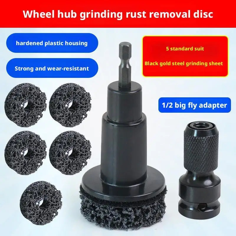 Black gold steel grinding sheet and 1/2 big fly adapter for wheel hub rust removal