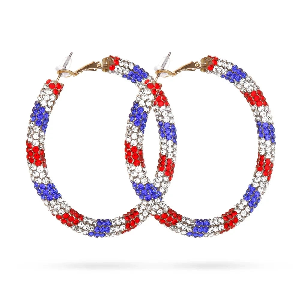 Rainbow Crystal Hoop Earrings