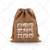 A brown drawstring storage bag featuring a cute capybara design.