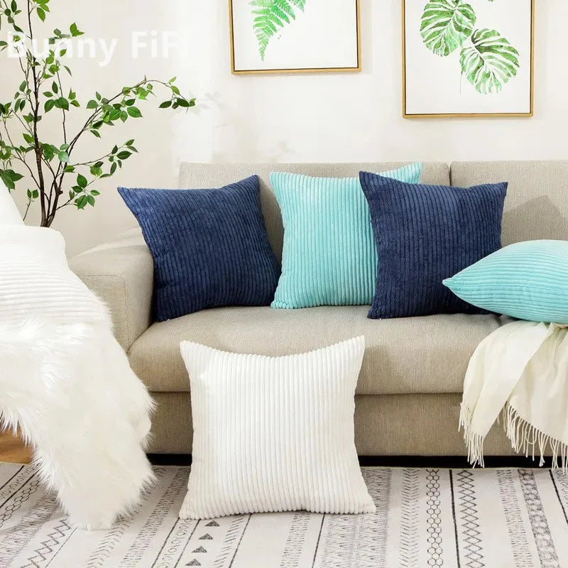 Soft Corduroy Striped Throw Pillow Cover