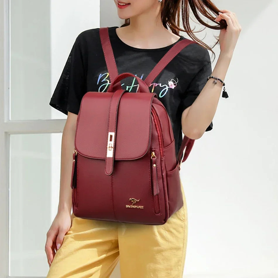 Vintage Leather Women's Backpack with Spacious Interior