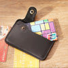 Vintage Leather Slim Card Holder with Snap Closure