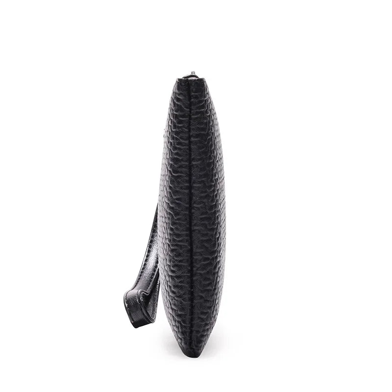 Men's Soft PU Leather Clutch Bag with Zipper Closure
