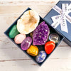 Natural Crystal Chakra Set with Amethyst, Agate, and Selenite