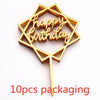 Gold Acrylic Happy Birthday Cake Toppers (Set of 10)