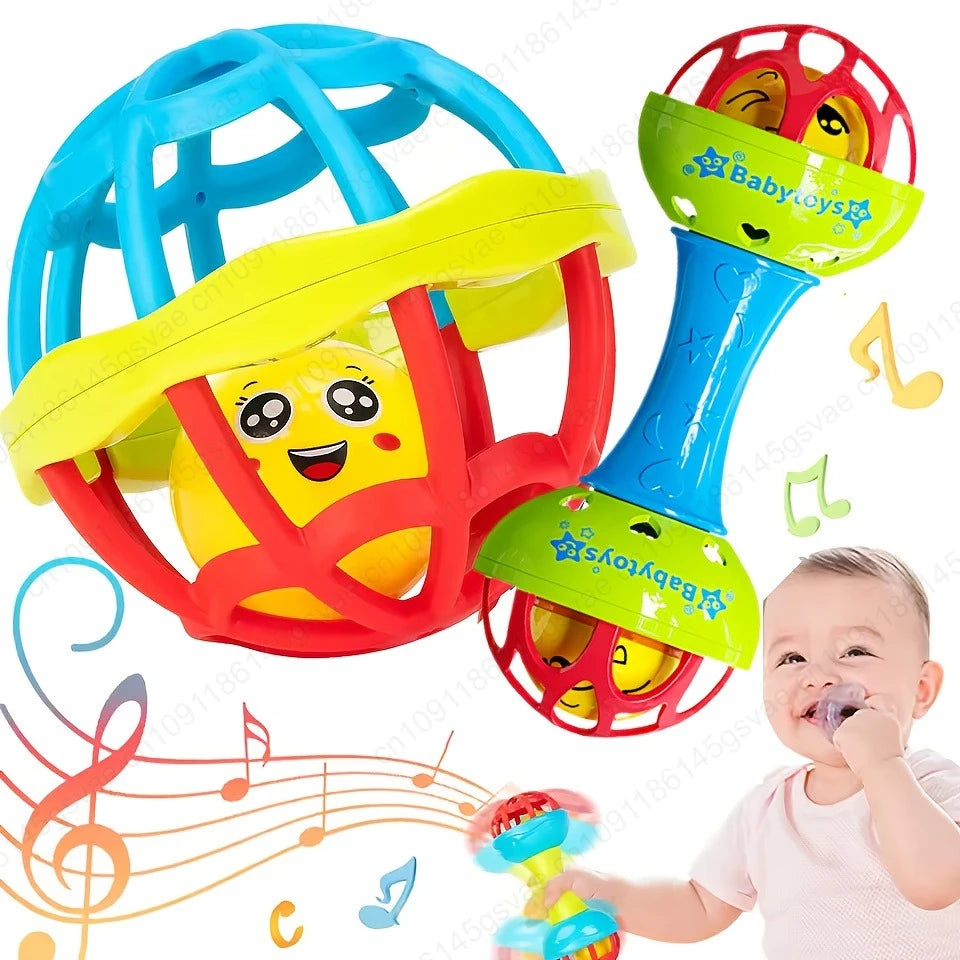 Baby Rattle Set with Spinning Beads – Sensory Toy for Infants