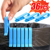 A hand is holding blue plastic clips, which are used as garbage bag holder clips for trash cans and snack bags.