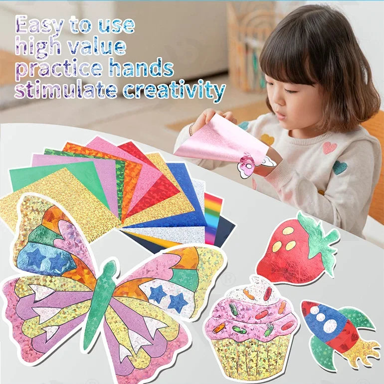 No-Mess Foil Art Kit for Kids – Creative Craft Set with Butterfly & Dessert Designs