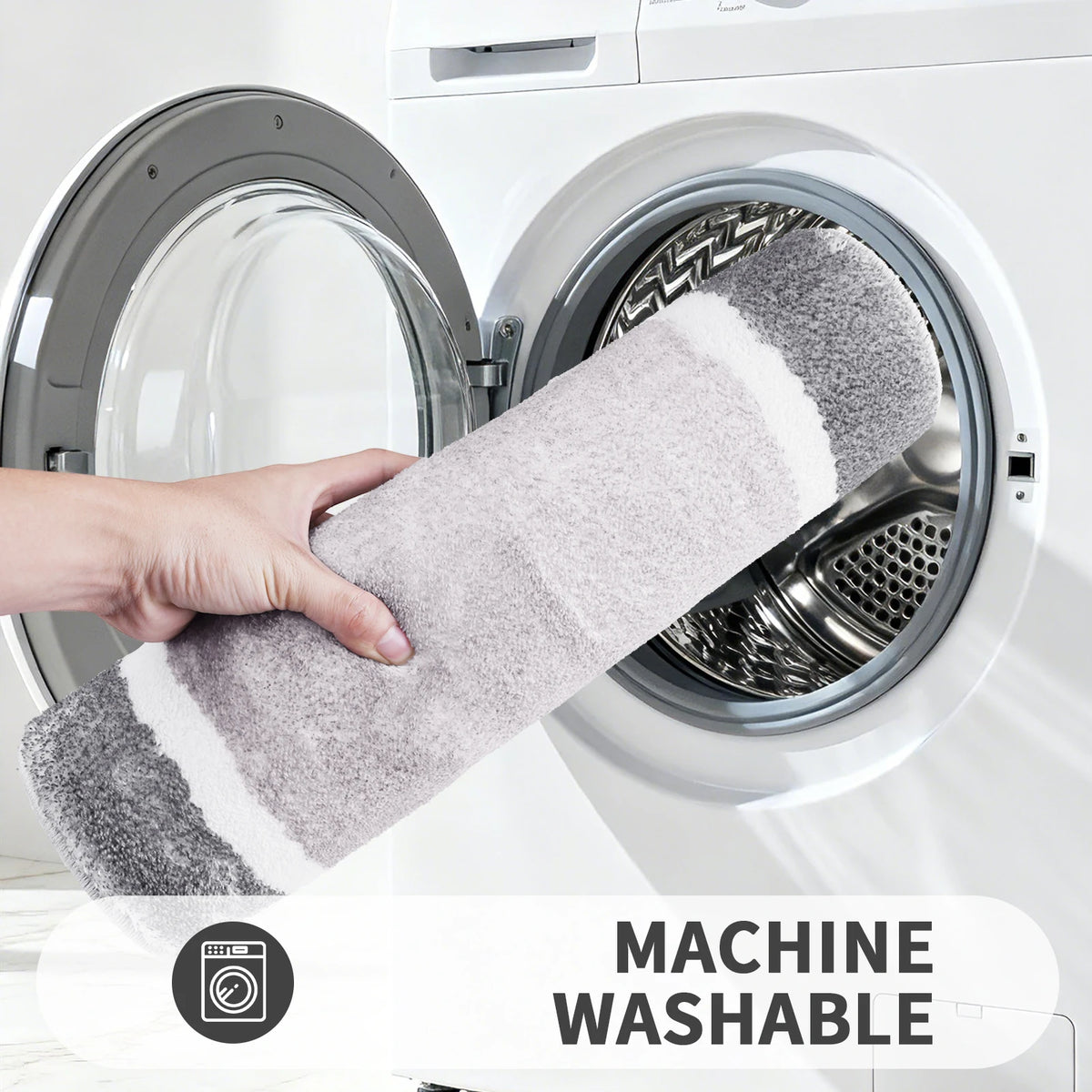 Plush Microfiber Non-Slip Bath Mat with Quick-Dry Absorbency