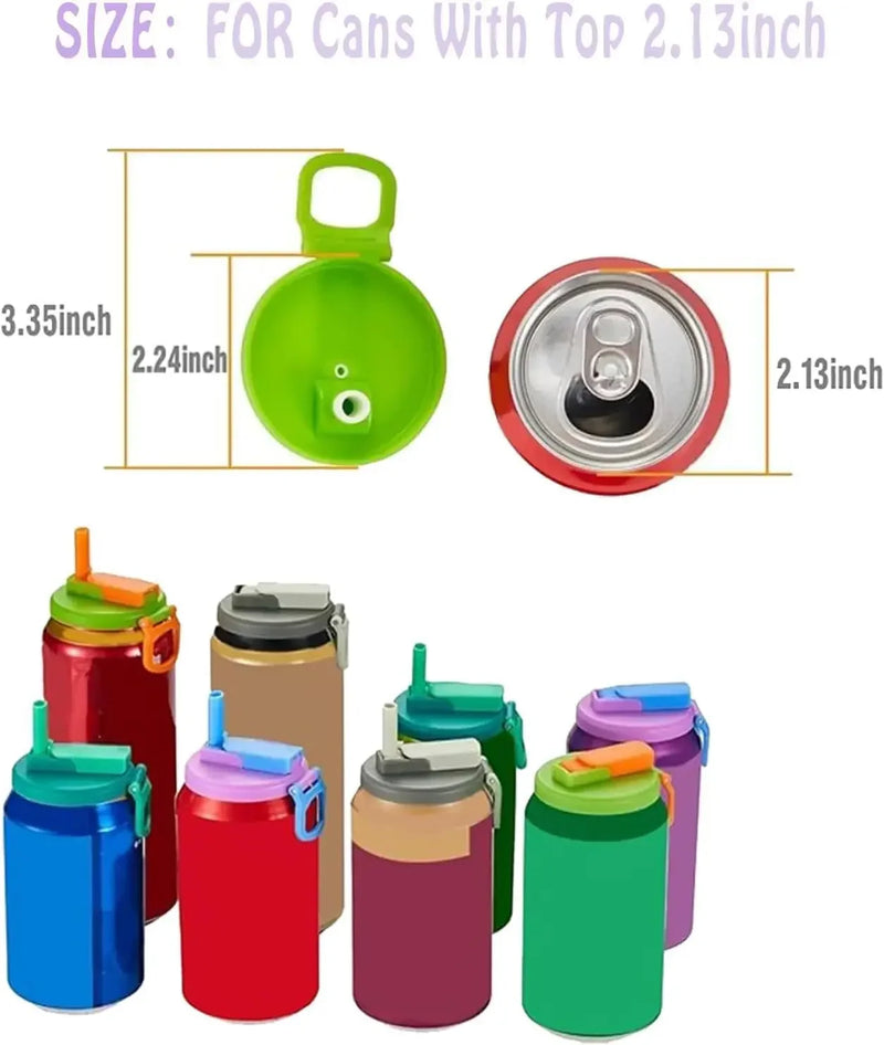 Reusable Silicone Can Lids with Straws