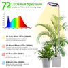 A full spectrum LED grow light illuminating a potted plant, showing various light spectrums for plant growth.