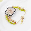 Crystal Bead Watch Strap with Adjustable Metal Link Design