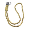 A thick, braided tan paracord lanyard with a zinc alloy clip attached.