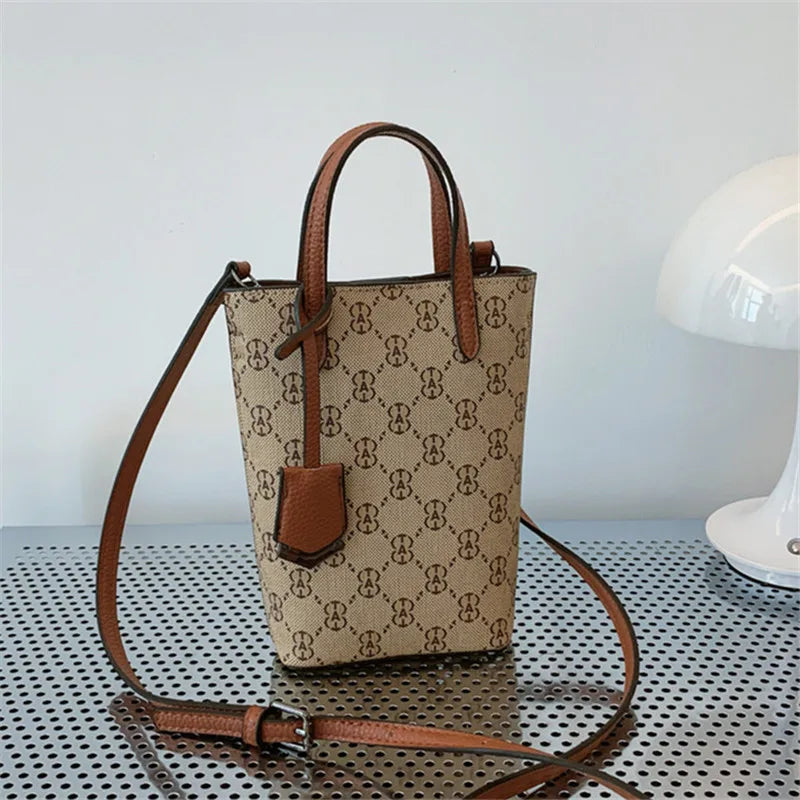 Vintage Plaid Crossbody Bag with Detachable Strap