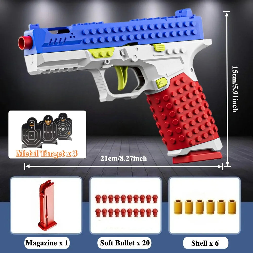 Building Block Toy Gun with Continuous Firing Blowback Action