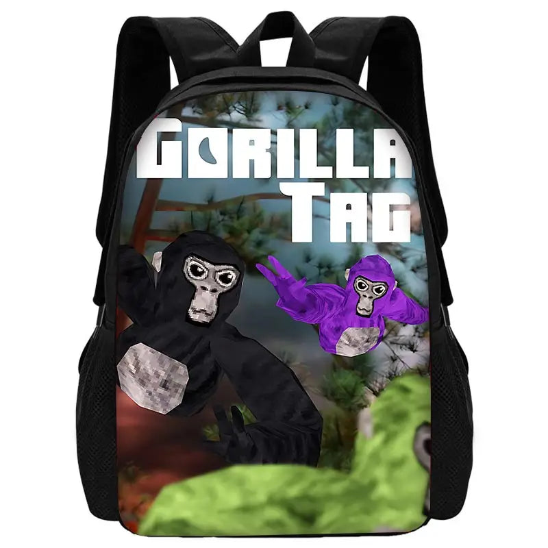 Cartoon Gorilla Kids School Backpack Set with Lunch Bag and Pencil Case