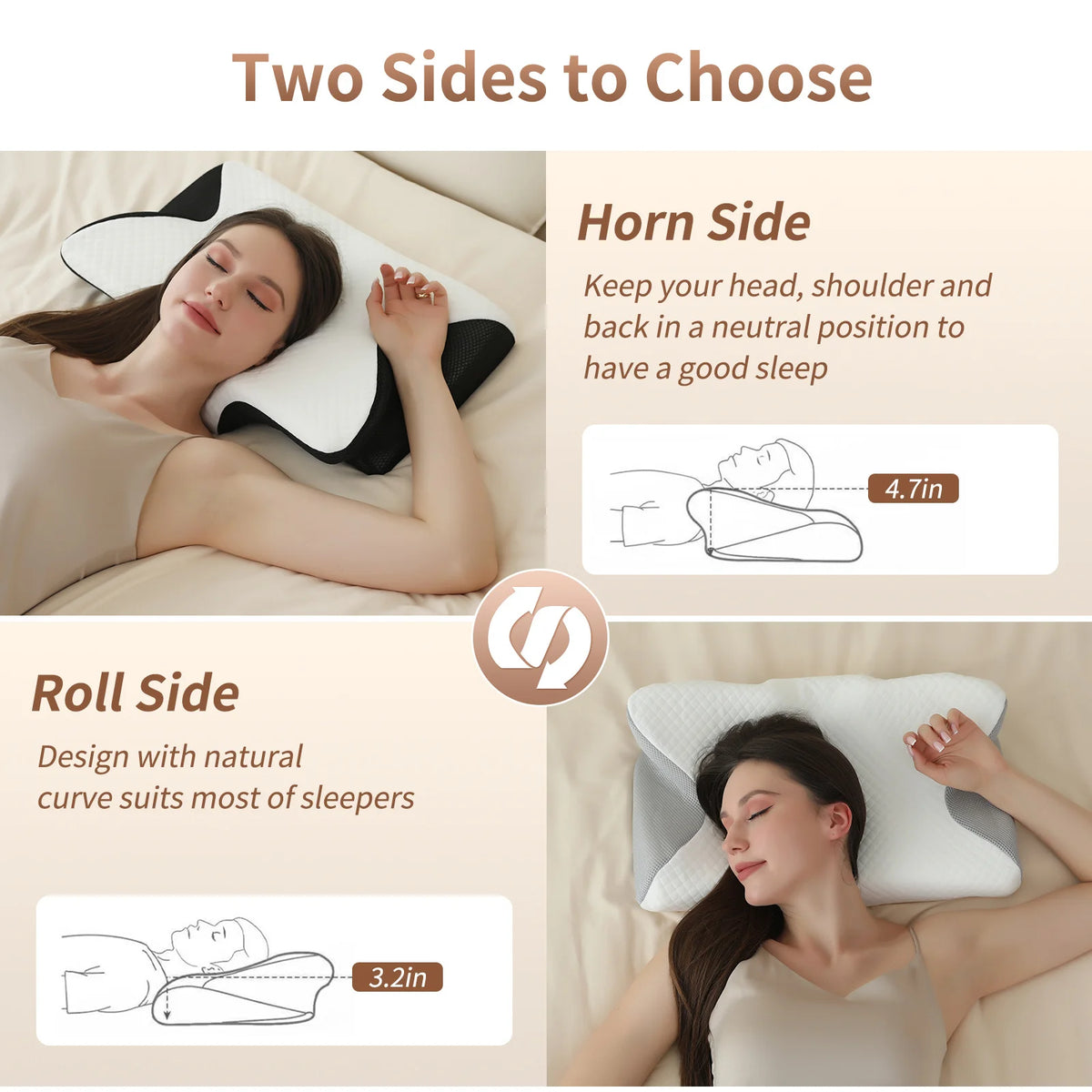 Butterfly Memory Foam Pillow with Contoured Neck Support