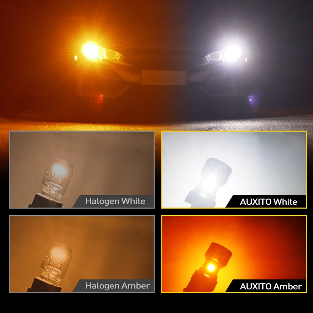 Comparaison des ampoules au xénon blanc et ambre avec les versions LED blanches et ambrées AUXITO.