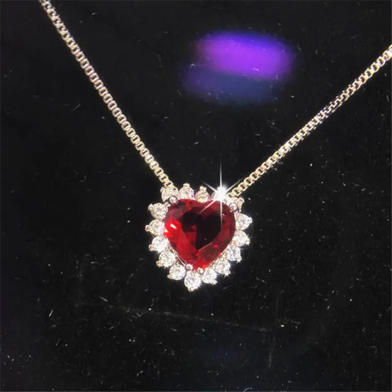 Red Heart Cubic Zirconia Jewelry Set