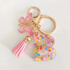 Pink Glitter Butterfly Keychain with Tassel