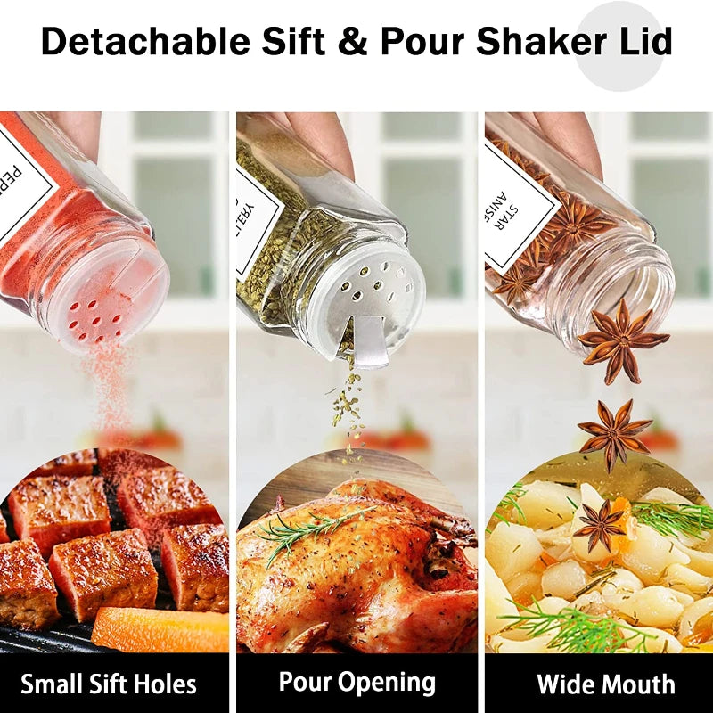 Glass Spice Jars with Bamboo Shaker Lids