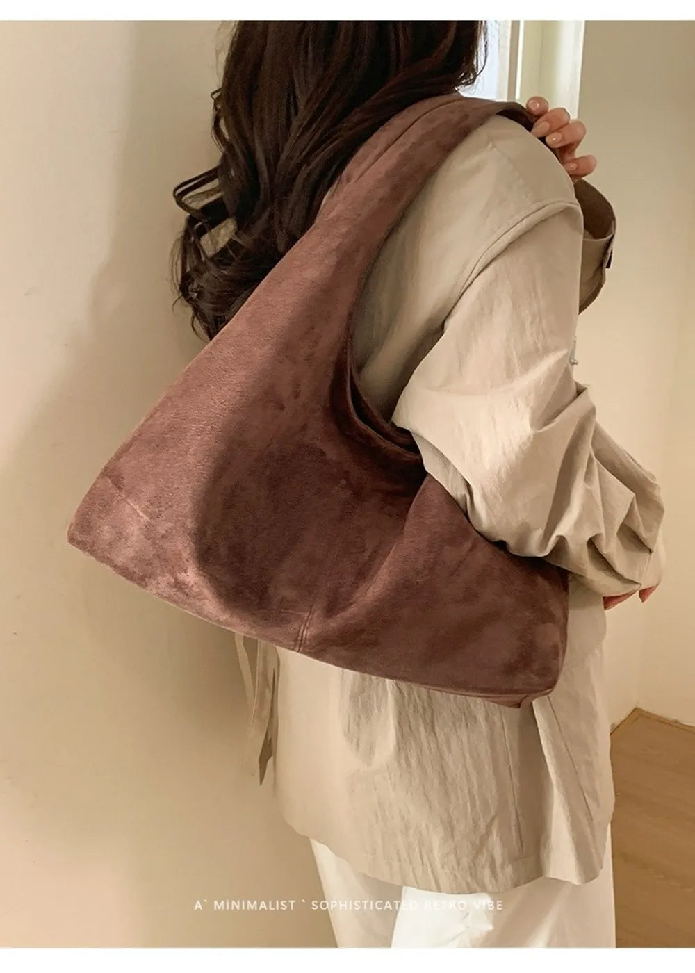 Retro Suede Shoulder Bag with Large Capacity