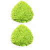 Bright lime green replacement spin mop head with scrubber and duster.