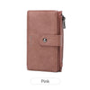 Portefeuille pochette bi-pli rose RFID bloqueur en cuir.