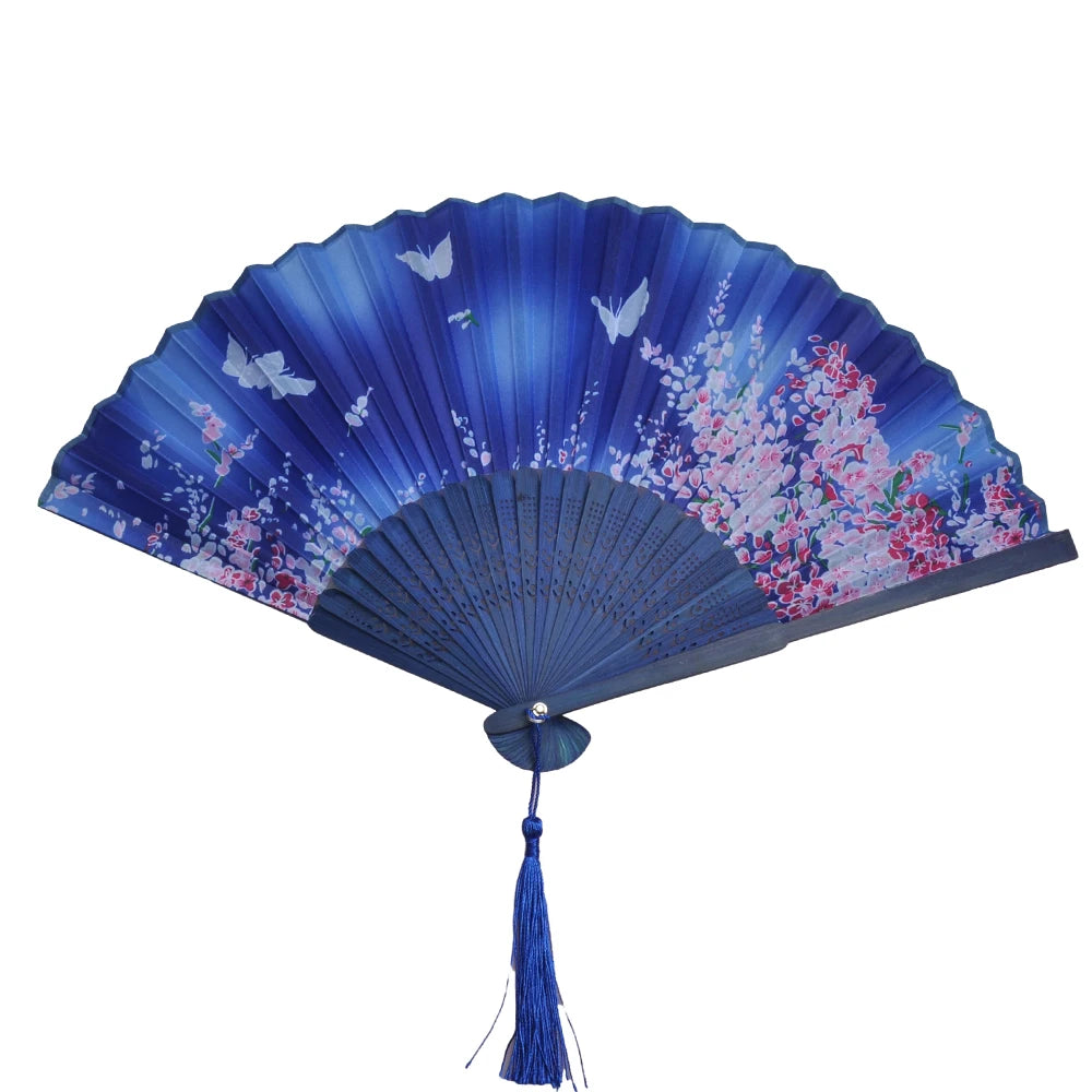 Traditional Folding Hand Fan with Bamboo Frame