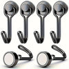 A set of heavy duty magnetic hooks in black metal for hanging items on refrigerators and metal surfaces.