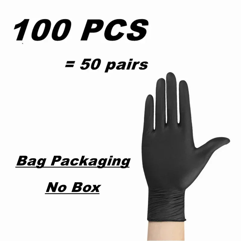 Heavy-Duty Black Nitrile Disposable Gloves (Latex-Free)
