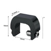 A black adjustable aluminum sliding window lock stopper with dimensions marked.