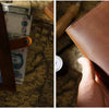 Vintage Leather Long Bifold Wallet with Snap Closure