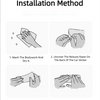 Four steps illustrating the installation method for car wheel reflective safety stickers.