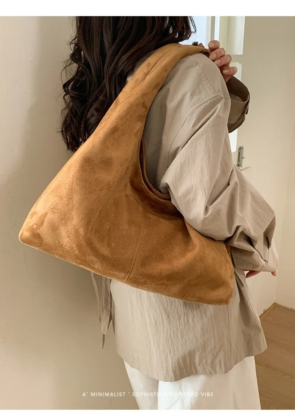 Retro Suede Shoulder Bag with Large Capacity