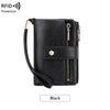 Vintage RFID-Blocking Triple-Fold Wallet with Double Zipper