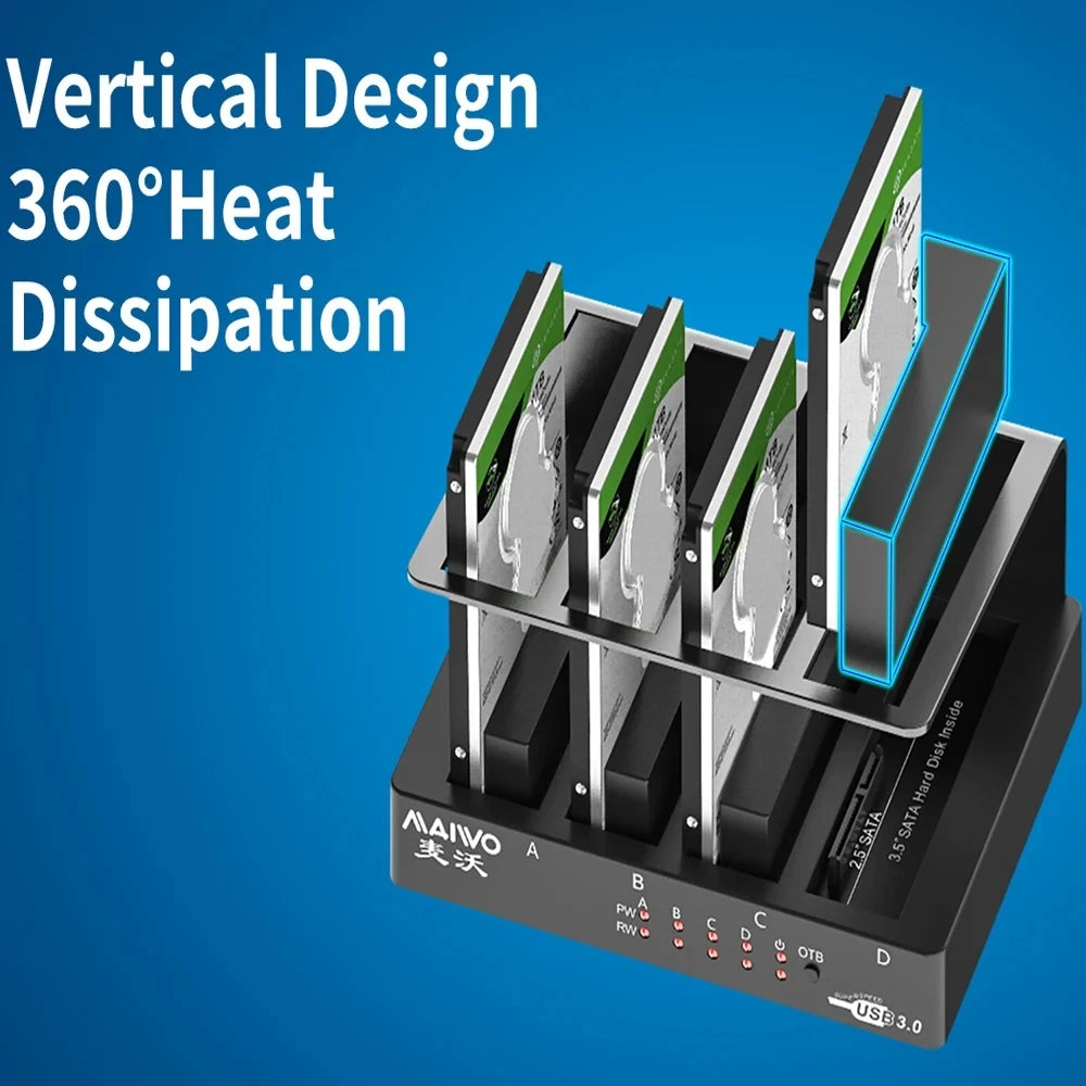 4-Bay USB 3.0 Hard Drive Docking Station for 2.5/3.5" SATA HDD & SSD