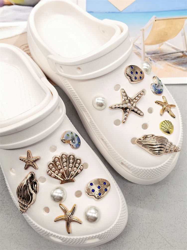 Beach-Themed Shoe Charms Set - 16 Pieces