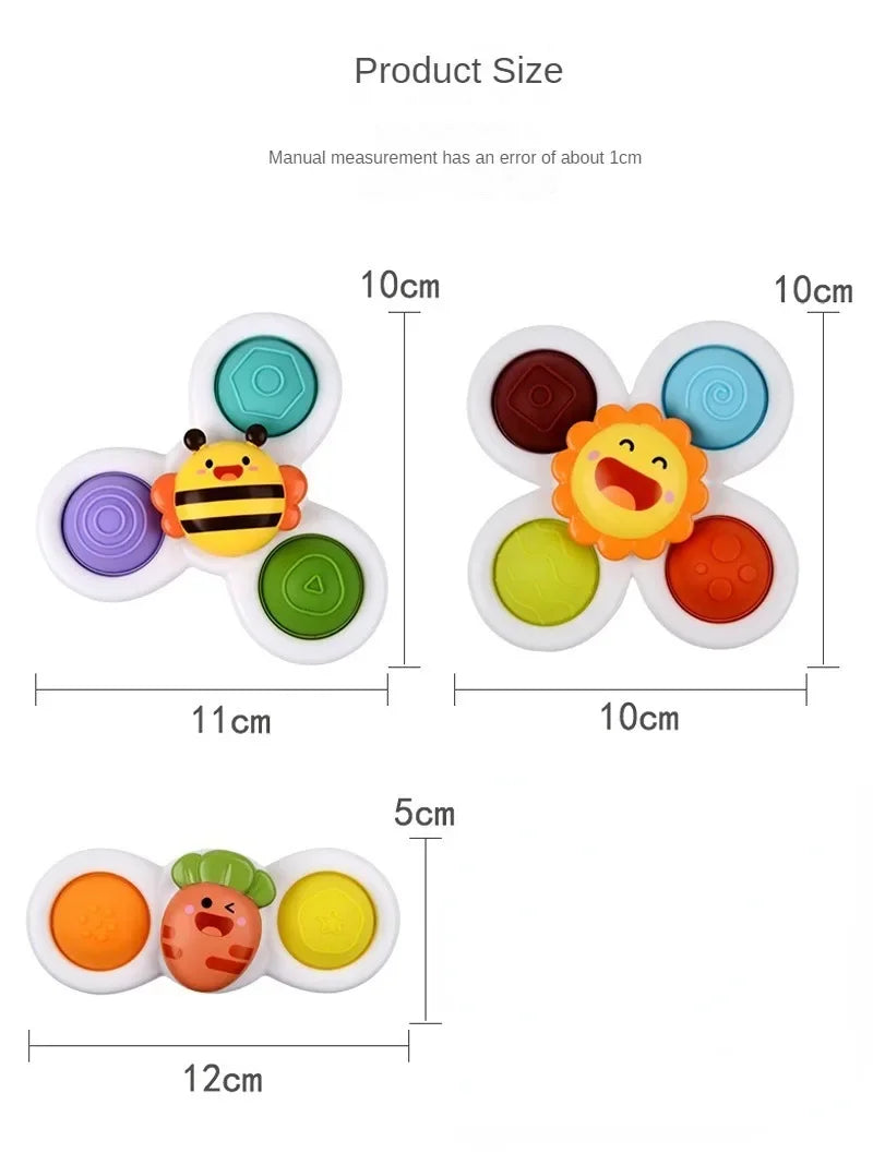 Suction Cup Spinning Bath Toys for Babies (Set of 3)
