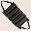 A black roll-up multi-pocket tool organizer bag with a carrying strap.